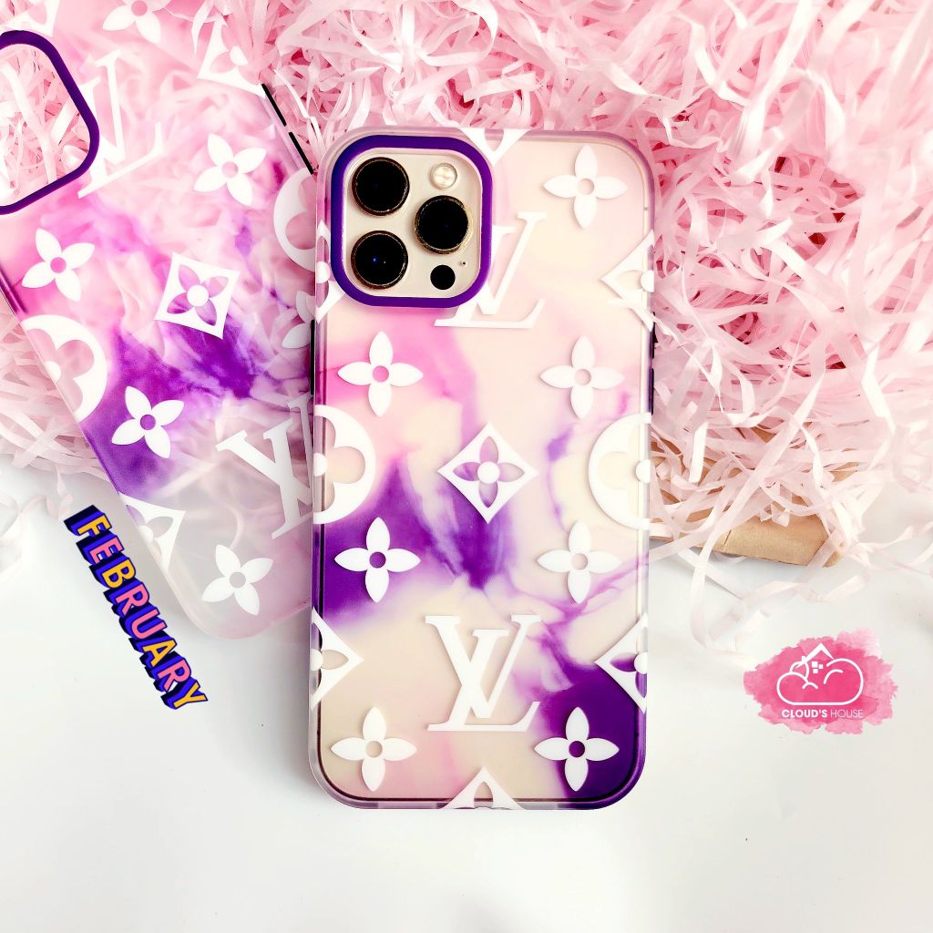 CASE IPHONE NHÁM HOLOGRAM màu tím LV Sang Chảnh