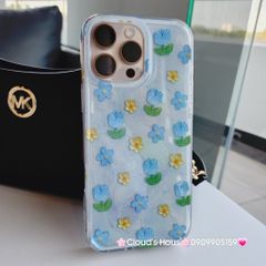 Case Ốp điện thoại iPhone Hoa Xanh dương nhí phôi crytal iPhone 12/13/14/15/16/Pro/Promax