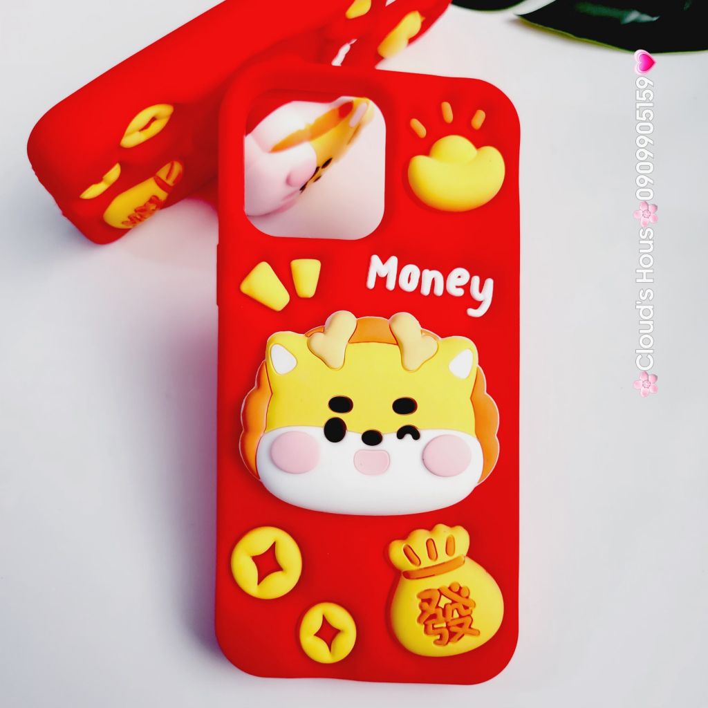 Case Ốp điện thoại iPhone Su dẻo Lân Vàng kèm Popsocket iPhone 11/12/13/14/15/Pro/Promax - TẾT