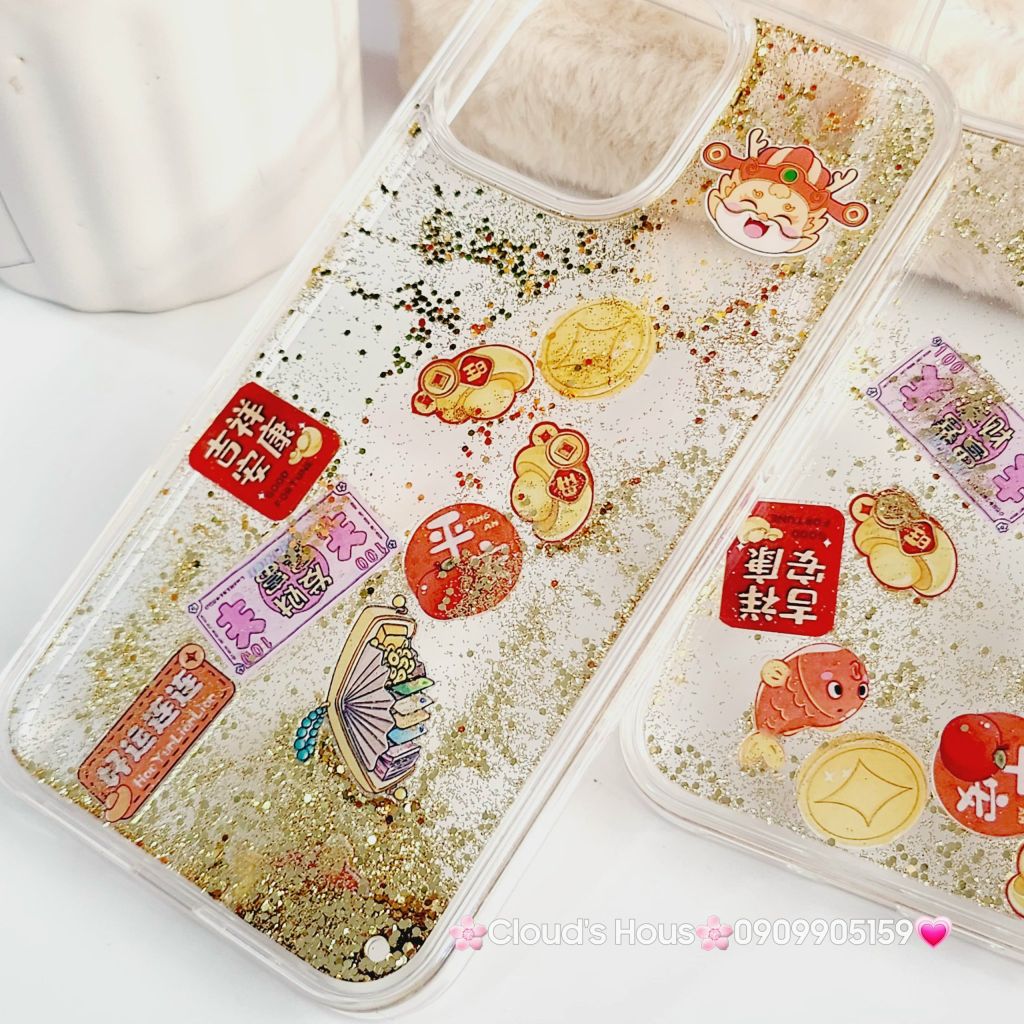 Case Ốp điện thoại iPhone Trong Bling nước icon Tết iPhone 11/12/13/14/15/Pro/Promax - TẾT