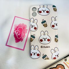 Case Ốp điện thoại iPhone Thỏ Milk Tea và Gấu Sweet Nhám bóng nền kem (3 mẫu)