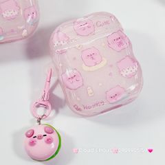 Cover Case Vỏ bảo vệ Airpod Heo Hồng Trong Kèm Charm Airpod 1/2/3/Pro/Pro2