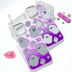 Case Ốp điện thoại iPhone Happy Ghost Tím gương viền mỏng iPhone 11/12/13/14/Pro/Promax