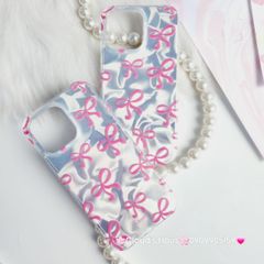 Case Ốp điện thoại iPhone Nơ Hồng Ánh Bạc iPhone 11/12/13/14/15/Pro/Promax