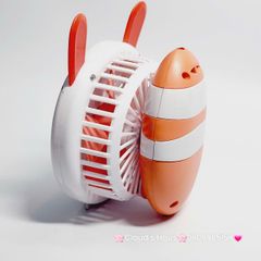 Quạt Cầm Tay Mini Thân Sọc Tai Gấu Tai Thỏ Tai Mèo