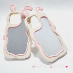 Case Ốp điện thoại iPhone Su dẻo Tai Thỏ Gợn Sóng Lưng Gương iPhone 6P/7P/8P/X/Xs/XSMax/11/12/13/14/15/Pro/Promax