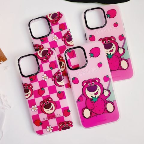 Case Ốp điện thoại Gấu dâu Lotso Chất nhám Hoạ tiết IN 3D iPhone 11/12/13/14/Pro/Promax