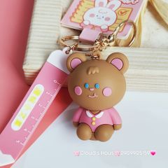 Móc Khoá Gấu & Thỏ Đi Học Bút Chì Thước Kẻ