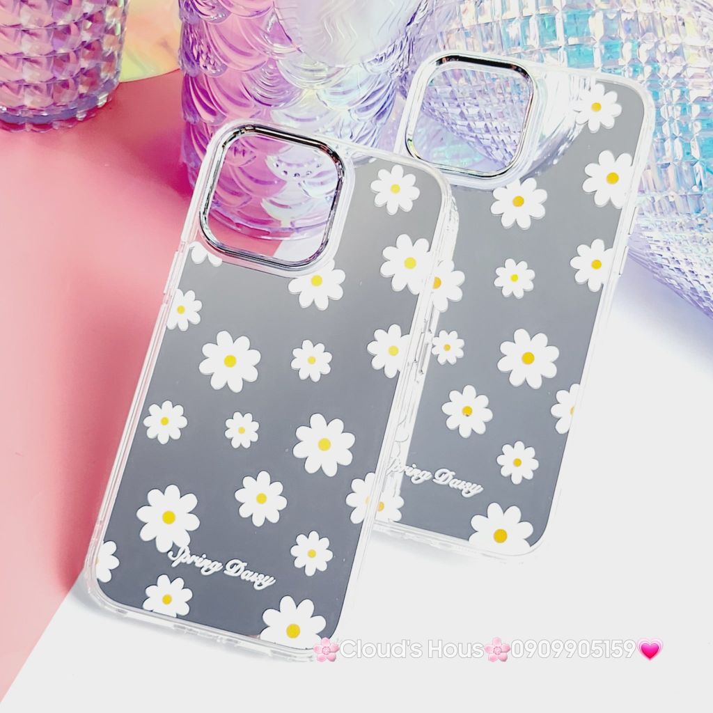 Case Ốp điện thoại iPhone Cúc họa mi Spring Daisy Gương nút nổi iPhone 11/12/13/14/Pro/Promax