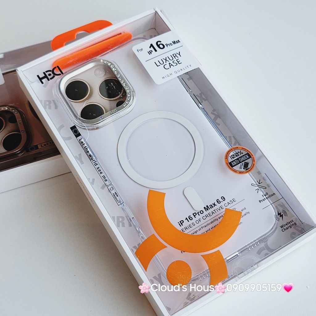 Case Ốp điện thoại iPhone HD CASE CHỐNG DỰNG LƯNG NHÁM CAMERA Magsafe Trong Chống Shock iPhone 16Promax(LUXURY CASE)