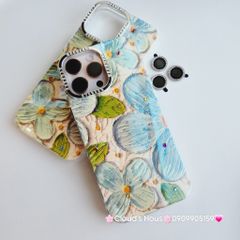 Case Ốp điện thoại iPhone Hoa Xanh To Hologram Nền Vàng iPhone 12/13/14/15/16Pro/Promax