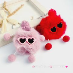 Móc Khóa Cục Bông Monster Đeo Kính Đội Mũ
