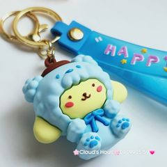 Móc khóa Gấu và Thỏ đầu xù Happy