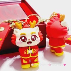 Móc Khóa Rồng Vàng Áo Đỏ Chúc TẾT Happy New Year