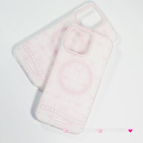Case Ốp điện thoại iPhone Magsafe Nền Hồng Nơ Hồng Girl's Favorite Bow ZoozooCase iPhone 12/13/14/15/16/Pro/Promax