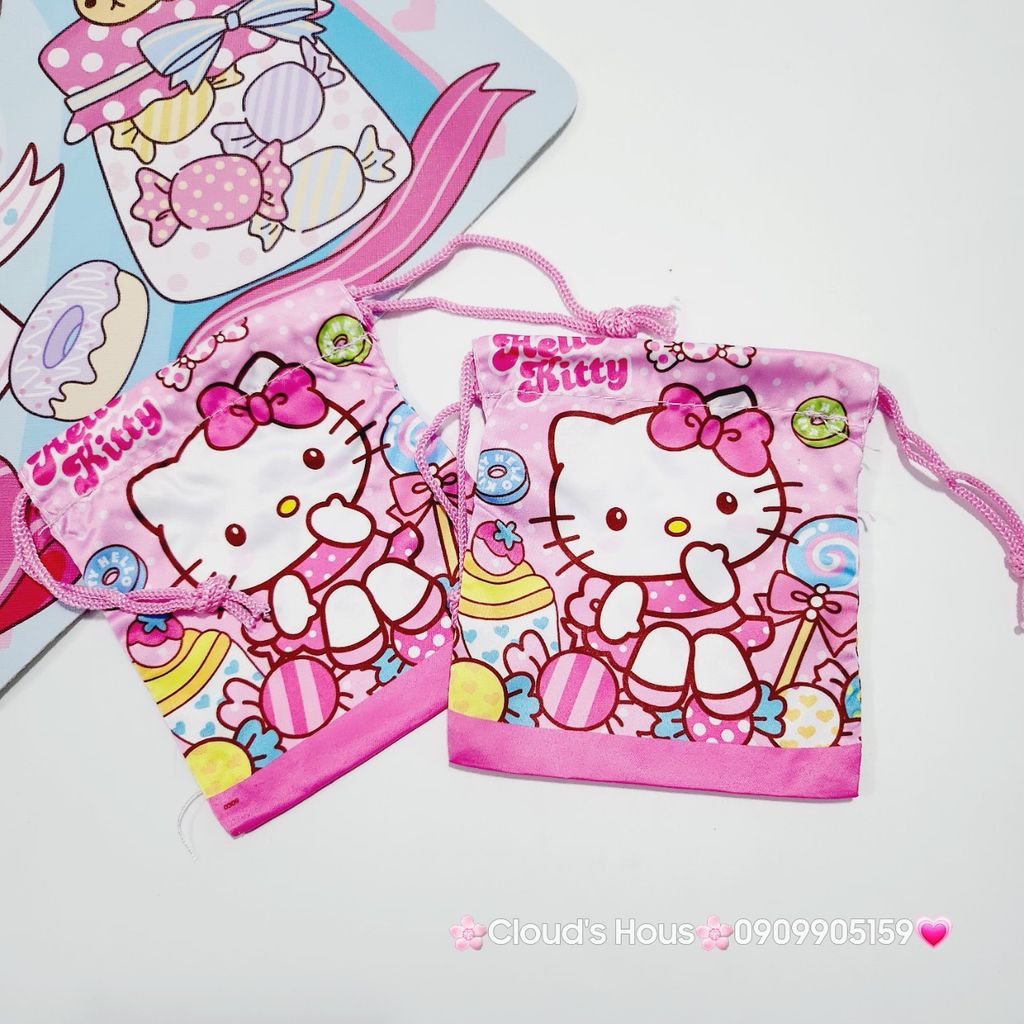 Túi Vải Dây Rút mini Hello Kitty & Doraemon