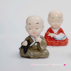 Bộ tượng 4 chú tiểu ngồi tụng kinh gõ mỏ đàn đọc sách