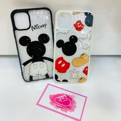 Case Ốp điện thoại iPhone Mickey bóng lưng kính viền màu (2 mẫu)