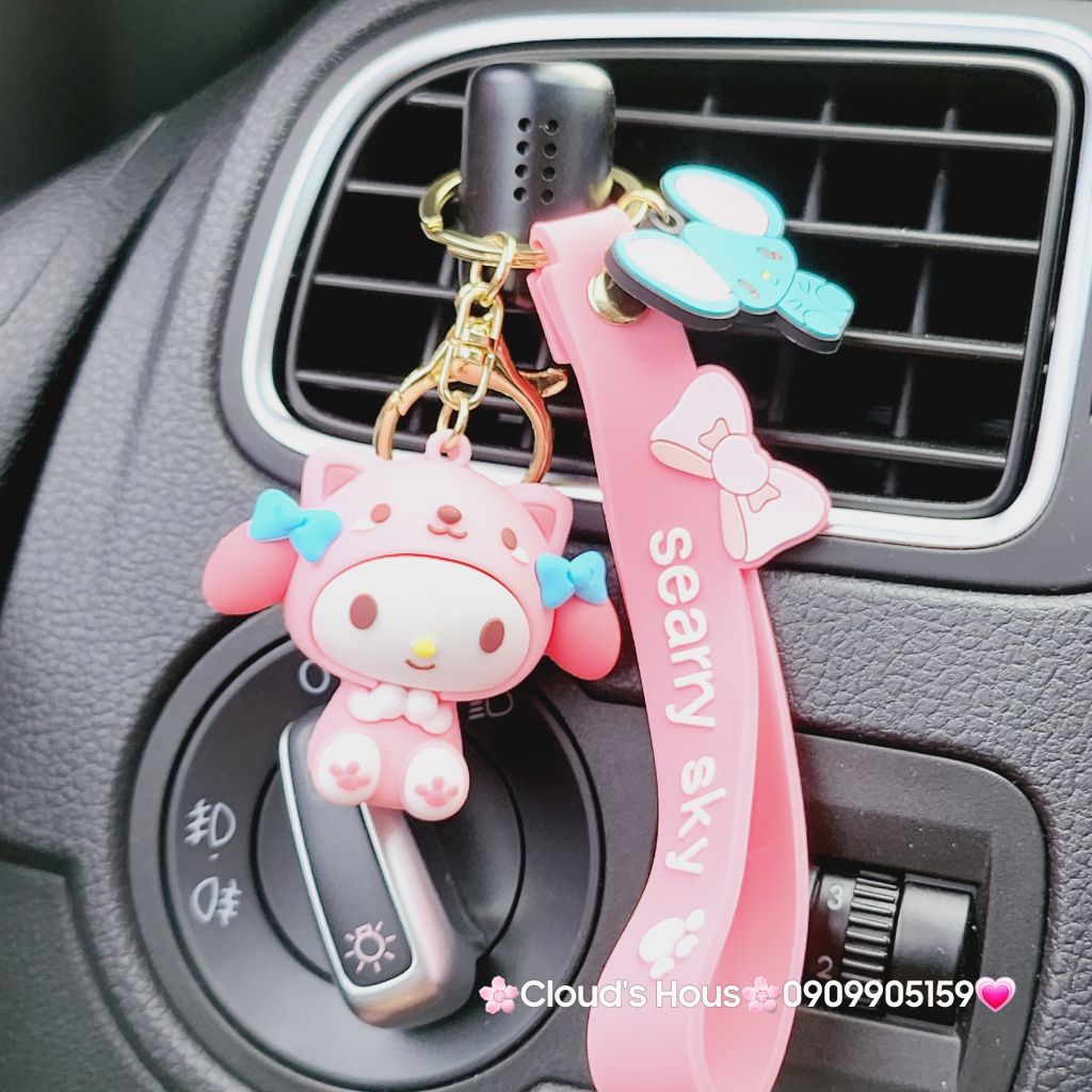 Móc khóa Gấu và Thỏ đầu xù Happy