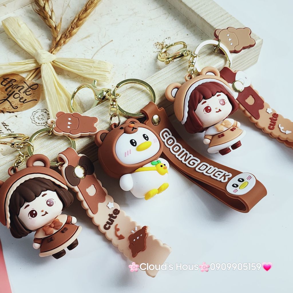 Móc Khoá Bé Gái Cute & Vịt Nâu Cooing Duck