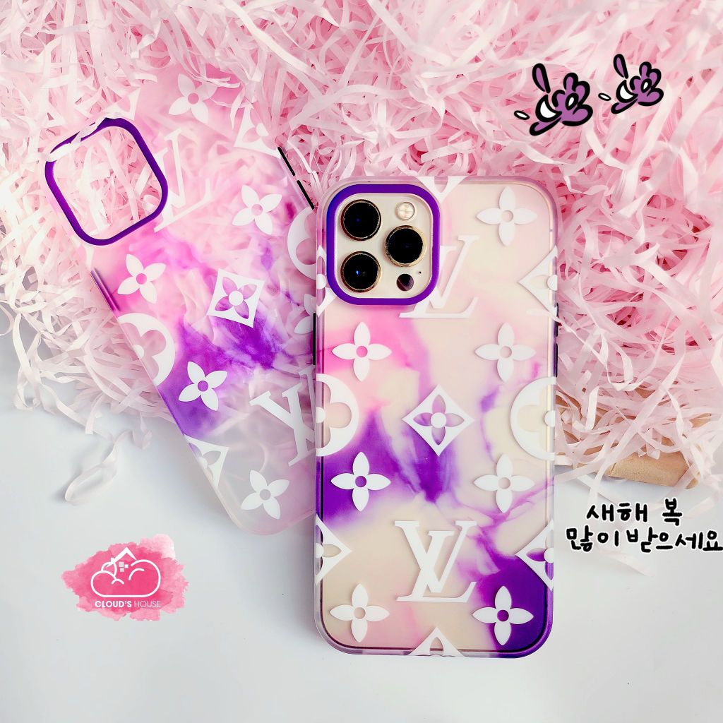 CASE IPHONE NHÁM HOLOGRAM màu tím LV Sang Chảnh