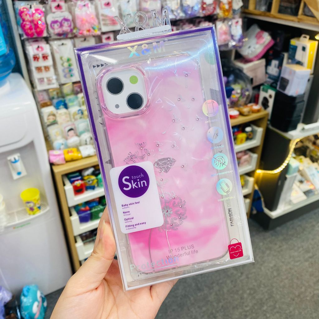 Case Ốp điện thoại Iphone X&M trong loang màu đính đá iPhone Xsm/11/12/13/14/15/Plus/Pro/Promax
