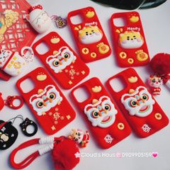 Case Ốp điện thoại iPhone Su dẻo Lân Đỏ kèm Popsocket iPhone 11/12/13/14/15/Pro/Promax - TẾT