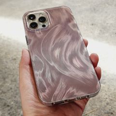 Case Ốp điện thoại iPhone Lông Vũ Vàng Ánh Xà Cừ Hologram 2 Màu Trơn 11/12/13/14/15/Pro/Promax