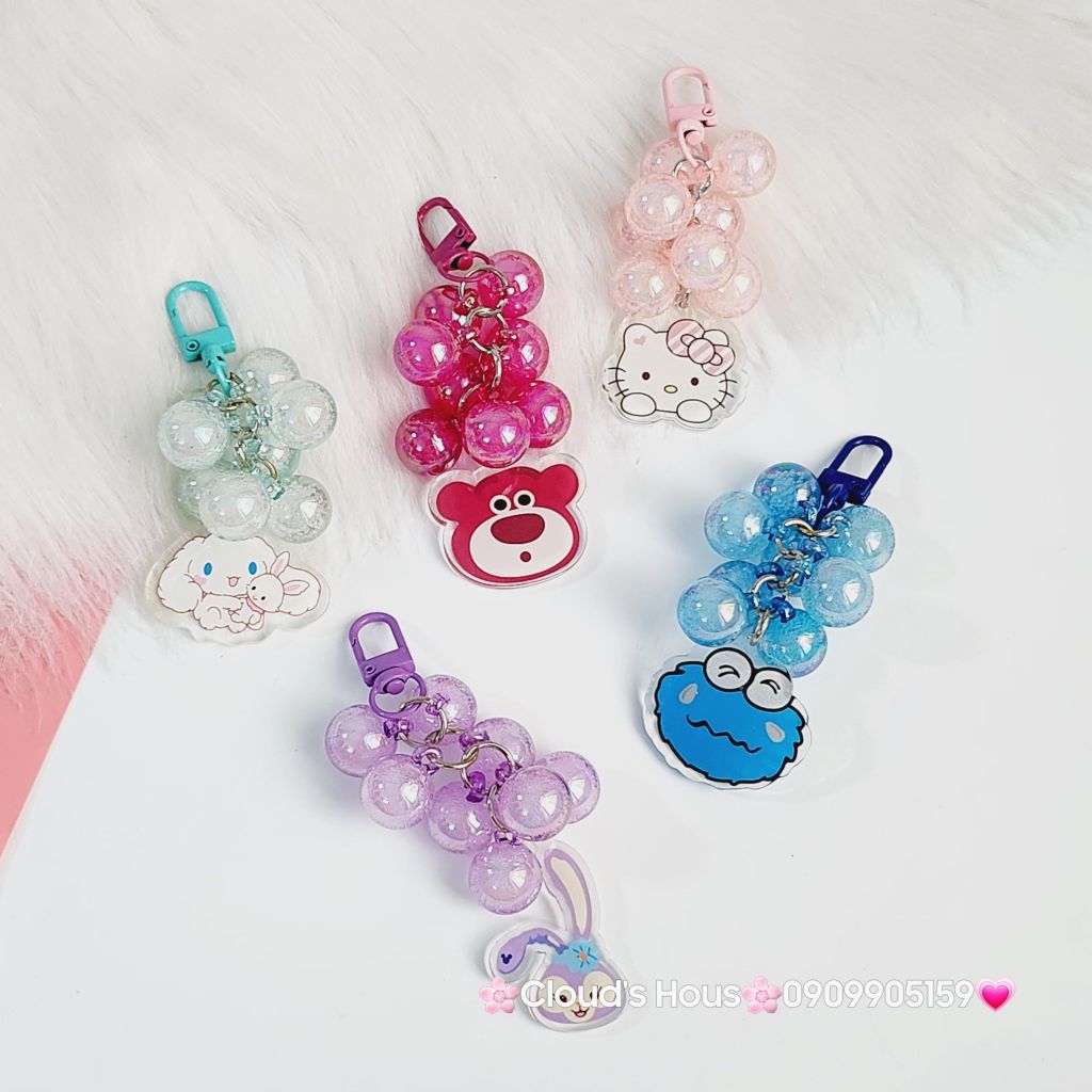 Vòng charm đeo airpod hạt bling bling kèm charm kute - chùm nho