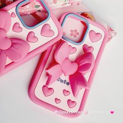 Case Ốp điện thoại iPhone Su dẻo Nơ Chống Dựng Trái tim iPhone 6P/7P/8P/X/Xs/XSMax/11/12/13/14/15/Pro/Promax