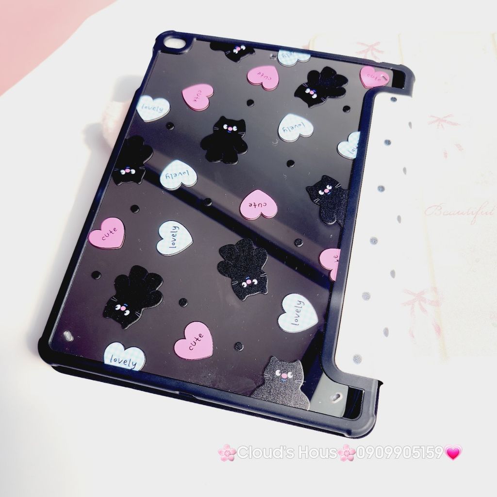 Case Ốp Bao da iPad Mèo Đen Cute Lovely Lưng Gương iPad 9.7/10/10.2/10.5/10.9/11/12.9inch