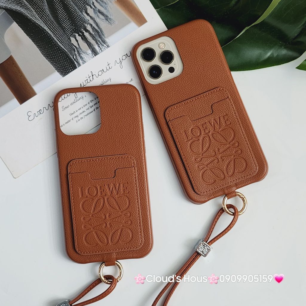 Case Ốp điện thoại iPhone Da LOEWE Đựng Card kèm dây đeo iPhone 11/12/13/14/Pro/Promax