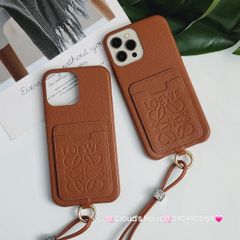 Case Ốp điện thoại iPhone Da LOEWE Đựng Card kèm dây đeo iPhone 11/12/13/14/Pro/Promax