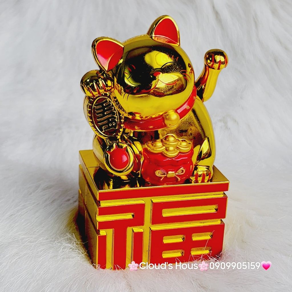 MÈO THẦN TÀI Đế Chữ Tàu - Mèo May Mắn - TẾT Size Nhỏ