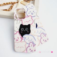Case Ốp điện thoại iPhone Mèo Đen Cute dẻo nền trắng iPhone 11/12/13/14/15/Pro/Promax