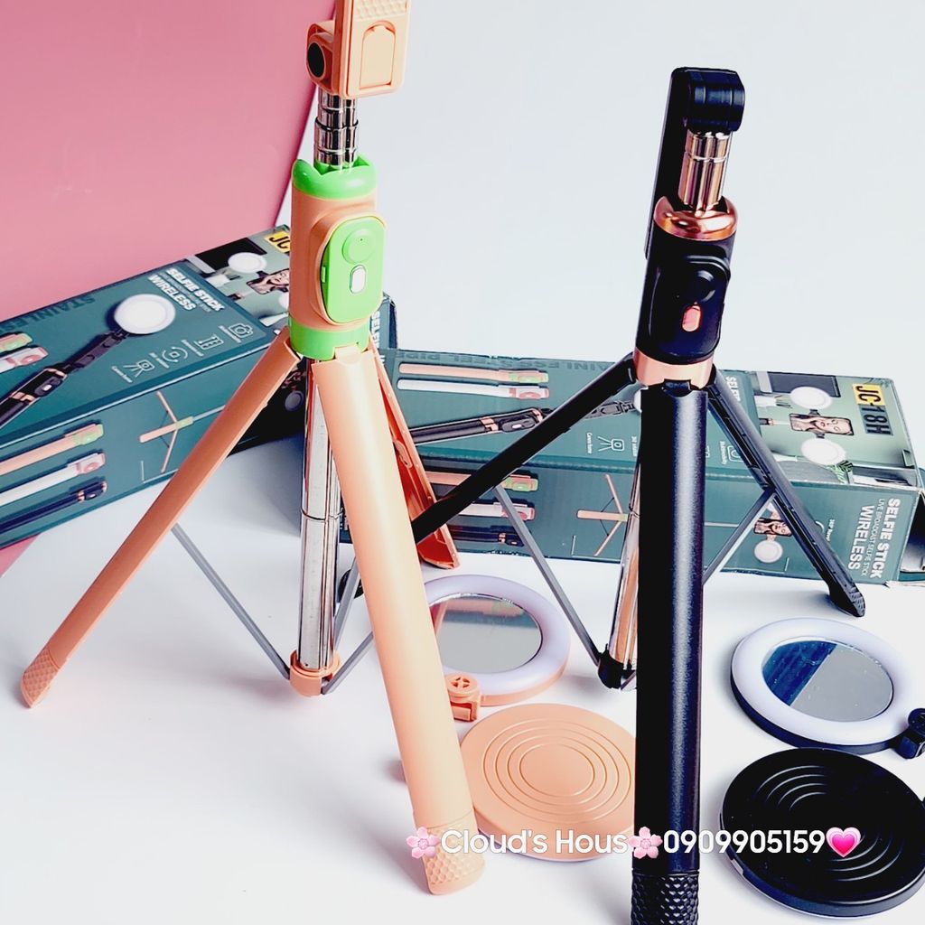 Gậy Selfie kết nối Bluetooth có Đèn và chân Tripod JC-18H