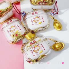 Cover Case Vỏ bảo vệ Airpod Mèo Nước Bling Thần Tài Charm Thỏi Vàng Airpod 1/2/3/Pro/Pro2 - TẾT