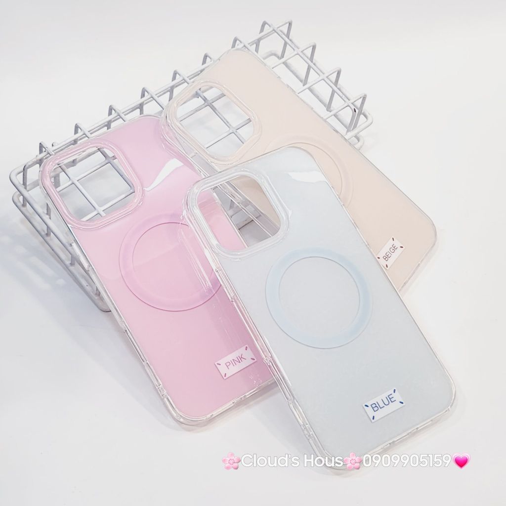 Case Ốp điện thoại iPhone Trong Crytal Magsafe Xanh Mint Pastel Case iPhone 12/13/14/15/16/Pro/Promax