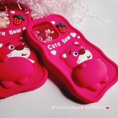 Case Ốp điện thoại iPhone Gấu dâu Lotso khoe mông Cafe Bear Su dẻo Chống Shock iPhone 11/12/13/14/Pro/Promax