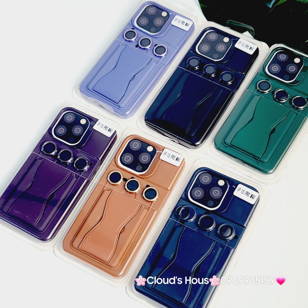 Case Ốp điện thoại iPhone Silicone chống bẩn Da Chống dựng kèm cường lực camera iPhone 13/14/15/Pro/Promax
