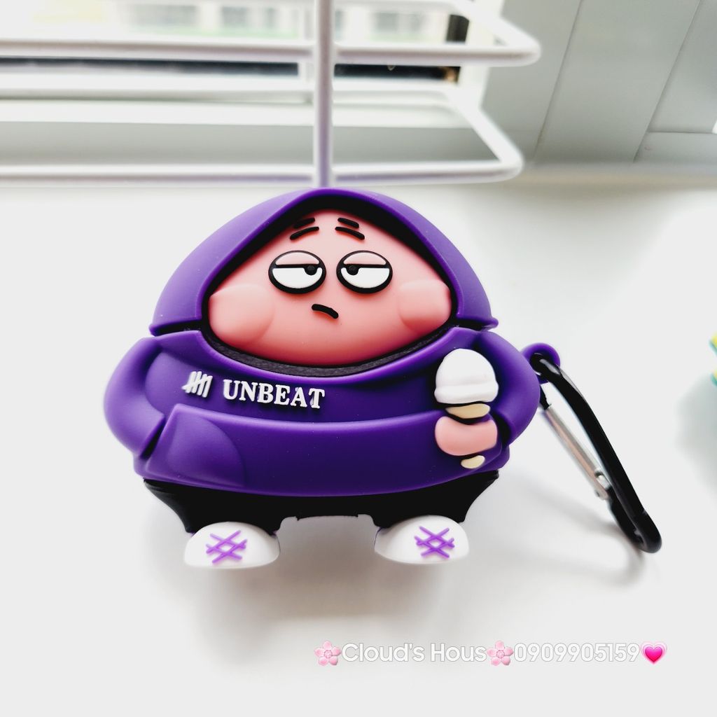 Cover Case Vỏ bảo vệ Airpod Su dẻo Bé Mập áo Tím Airpod 1/2/3/Pro/Pro2