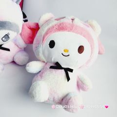 Gấu Bông My Melody & Kuromi Cầu Vồng Đeo Nơ Đen nhỏ