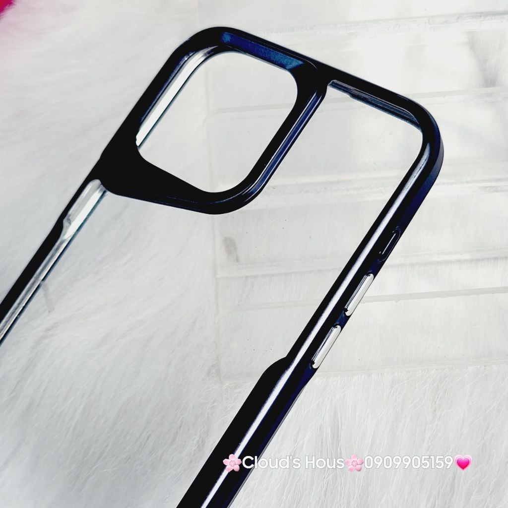 Case Ốp điện thoại iPhone Bolema Trong Nhám Viền Màu iPhone 13/14/15/Pro/Promax ( trong không vàng)