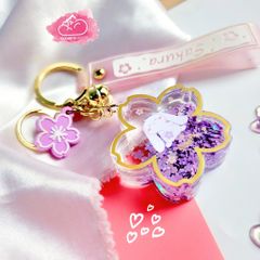 Móc khóa Nước Bling Bling Bông Hoa Thỏ