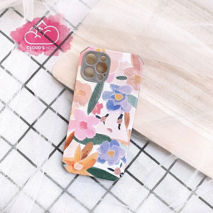 CASE IPHONE HOA nhiều Hoa Chất Nhám Da ( PHÔI LỤC GIÁC ) Chống Shock