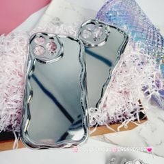 Case Ốp điện thoại iPhone Gương ánh bạc viền gợn sóng iPhone X/XSM/11/12/13/14/15/Pro/Promax