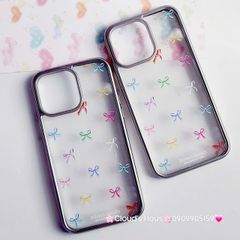 Case Ốp điện thoại iPhone Trong Nơ Nhiều màu viền bạc iPhone 12/13/14/15/Pro/Promax