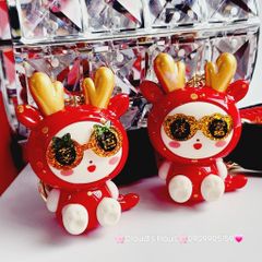 Móc Khóa Đeo Kính Cosplay Lân Rồng Đỏ Tết Good Lucky - TẾT