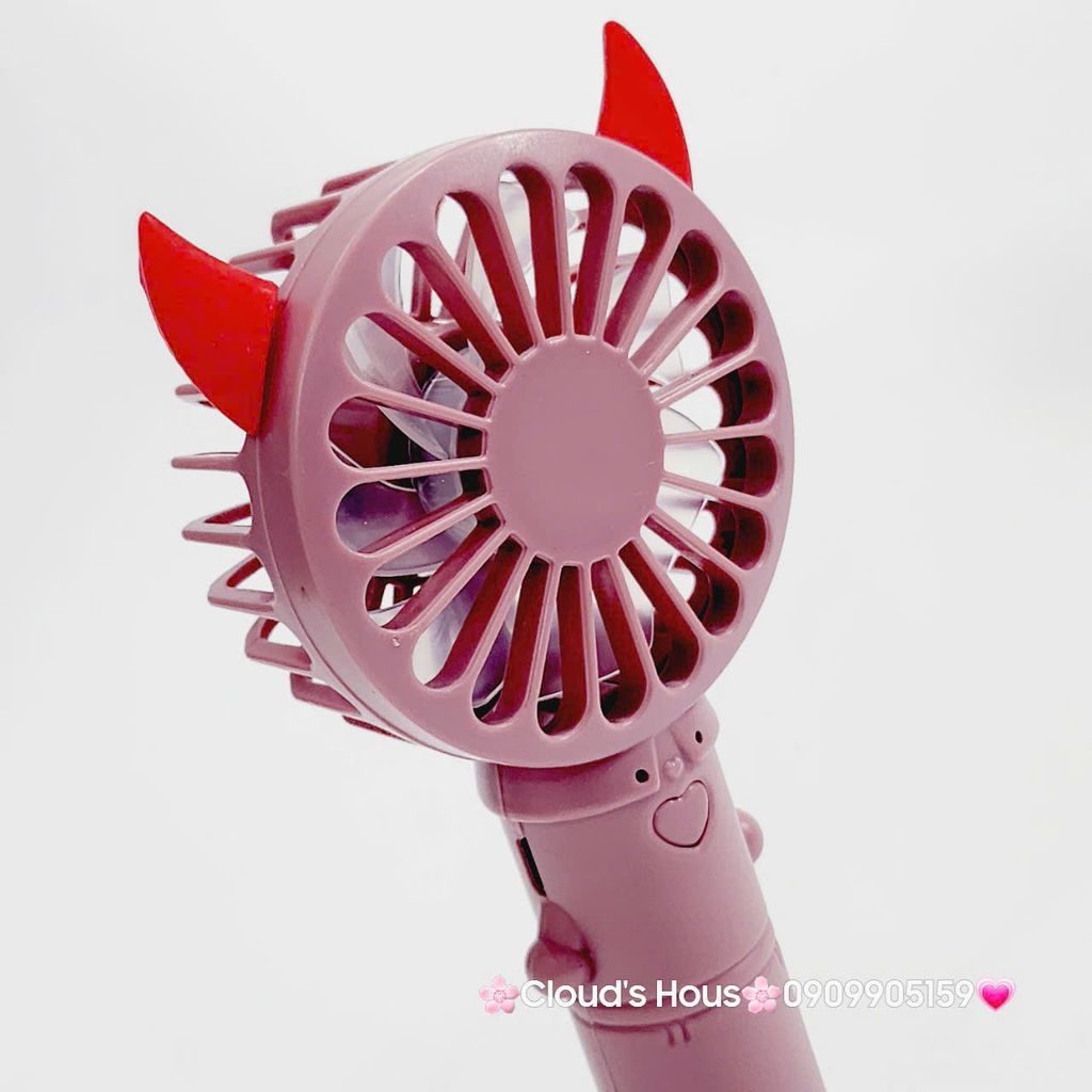 Mini Fan - Quạt Cầm Tay - Để Bàn Có Sừng Đỏ