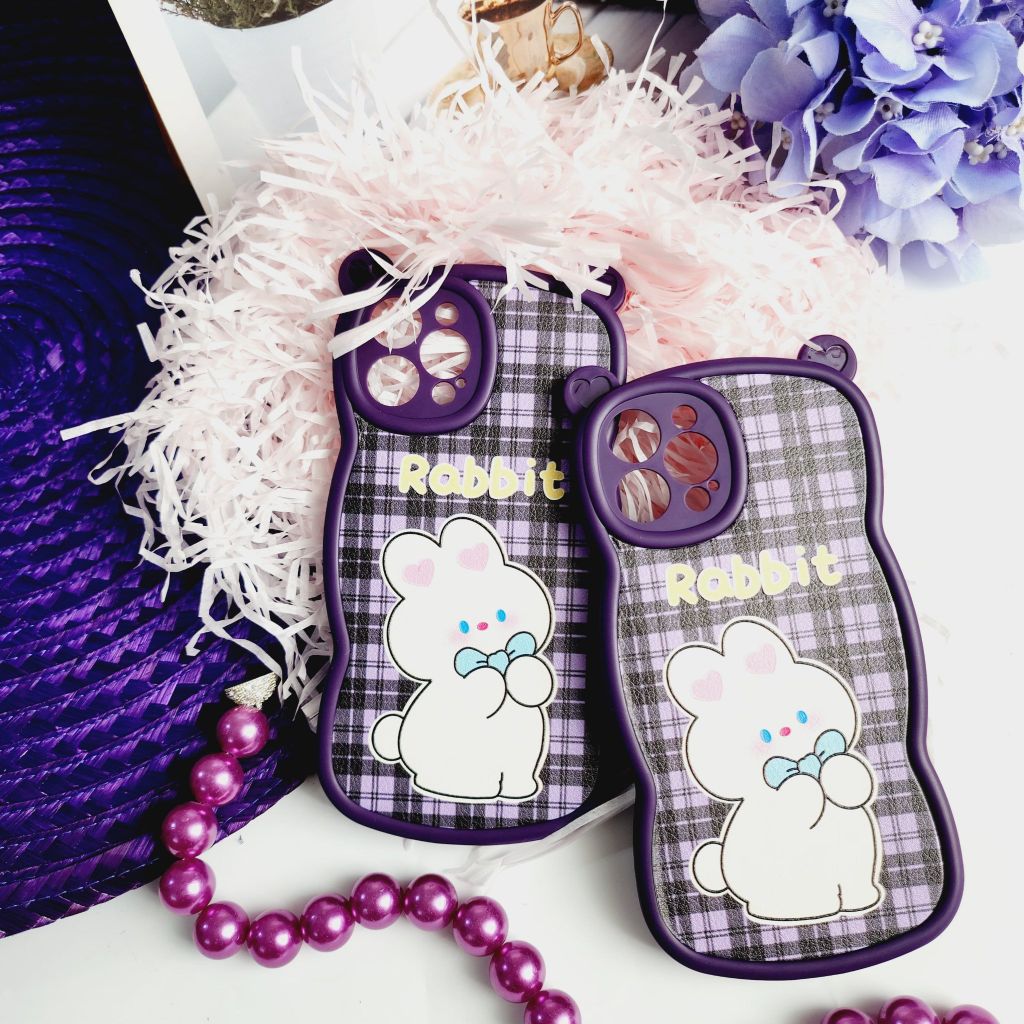 CASE IPHONE NHÁM DA TAI GẤU Tím  - THỎ Rabbit